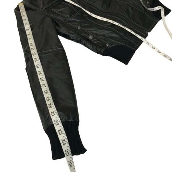Vintage 90's Personal Identity Rare Women's Medium Shinny Black Biker Jacket Top - Picture 14 of 16